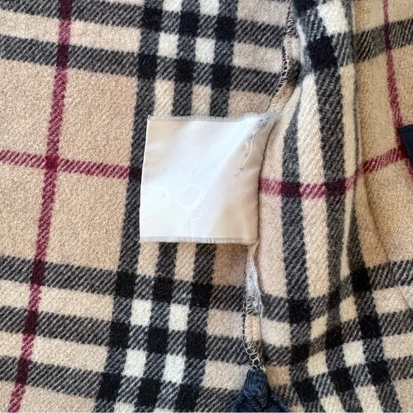 Vintage Burberry Car Coat Womens Sz 18 House Check Blue Hooded Wool Jacket - Picture 11 of 15